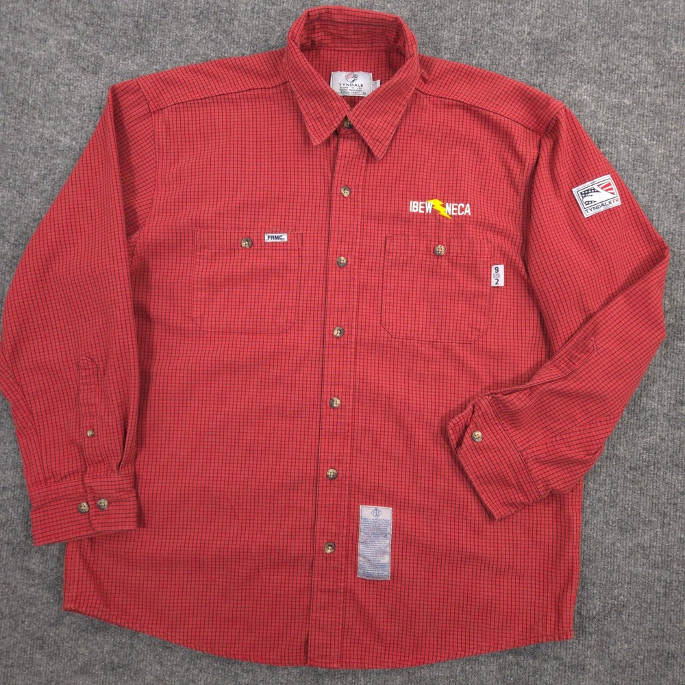Tyndale FR Shirt Mens LGSH Large Short Red Flame Resistant Arc Rated USA Made
